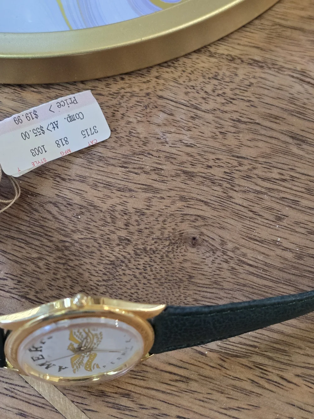 Perry Ellis Gold-Tone Watch with Black Leather Strap